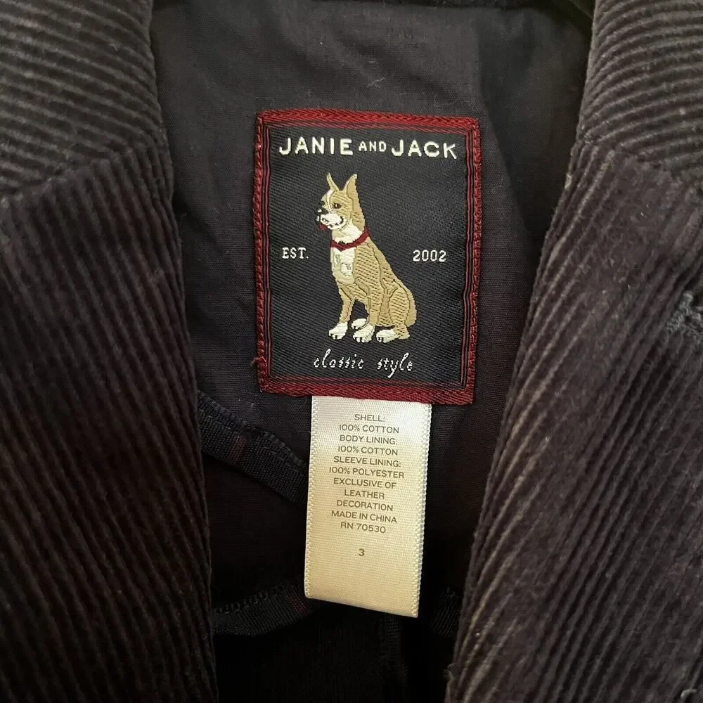 Janie and Jack School Bound Navy Blue Corduroy Blazer Elbow Patches Boys Size 3